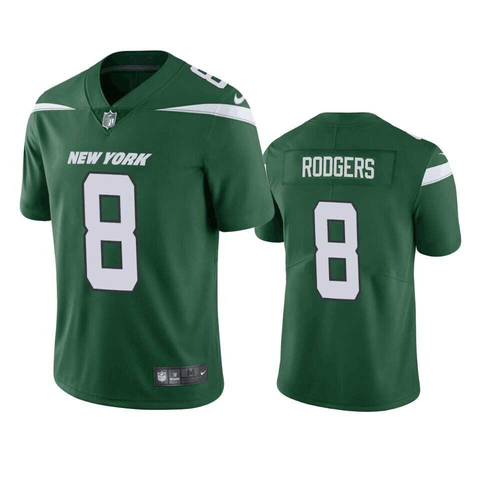 Men & Women & Youth New York Jets #8 Aaron Rodgers Green Vapor Untouchable Limited Stitched Jersey